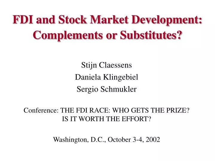 fdi and stock market development complements or substitutes