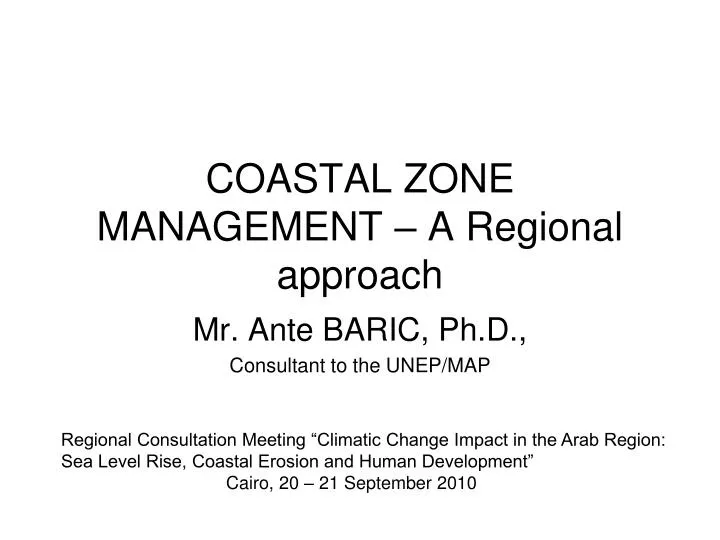 coastal zone management a regional approach