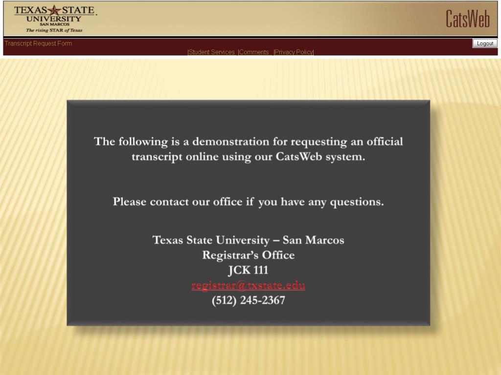 Tesu Transcript Request PPT - How to Request an Official Transcript Online at Texas State ...