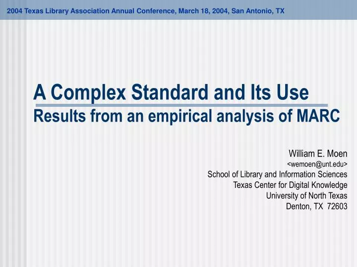 a complex standard and its use results from an empirical analysis of marc