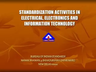 ELECTROTECHNICAL DIVISION COUNCIL (ETDC) BUREAU OF INDIAN STANDARDS MANAK BHAWAN, 9 BAHADURSHAH ZAFAR MARG NEW DELHI 11