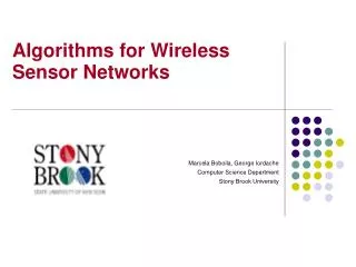Algorithms for Wireless Sensor Networks