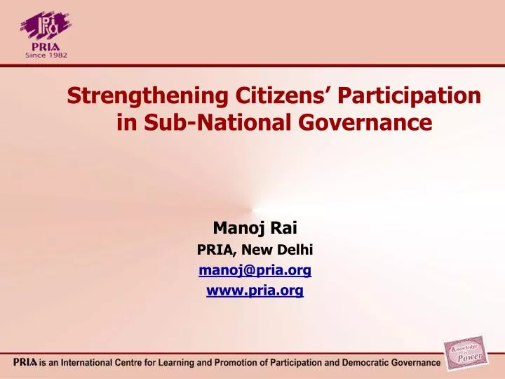 strengthening citizens participation in sub national governance