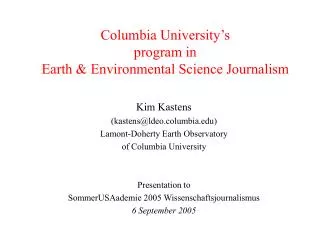 Columbia University’s program in Earth &amp; Environmental Science Journalism