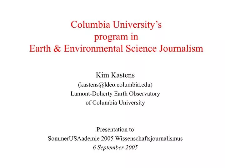columbia university s program in earth environmental science journalism