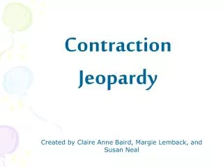 Contraction Jeopardy