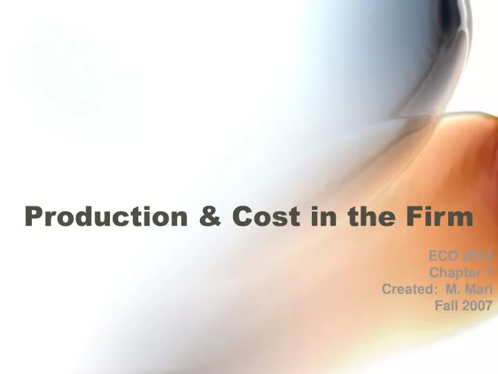 production cost in the firm