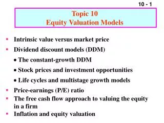 Topic 10 Equity Valuation Models