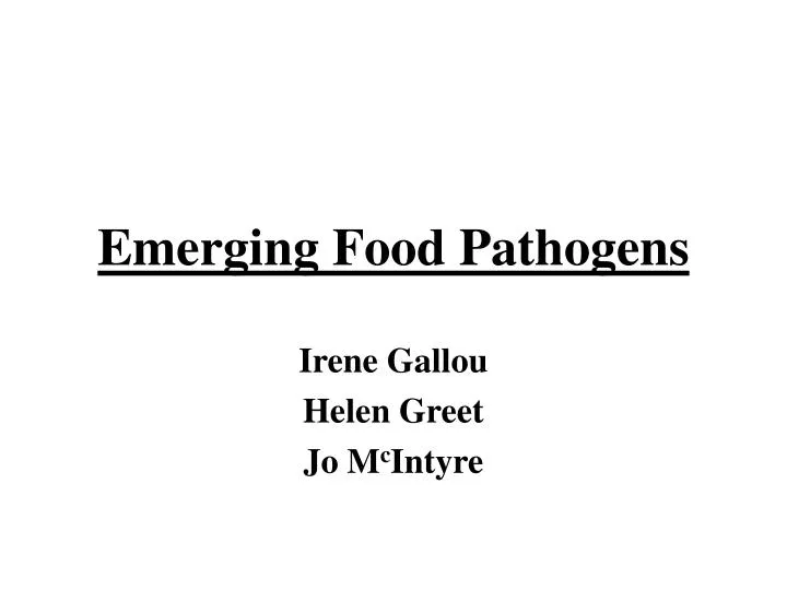 emerging food pathogens