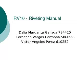 RV10 - Riveting Manual