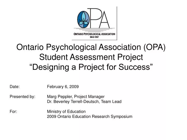 ontario psychological association opa student assessment project designing a project for success