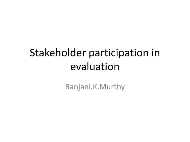stakeholder participation in evaluation