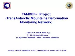TAMDEF-I Project (TransAntarctic Mountains Deformation Monitoring Network)