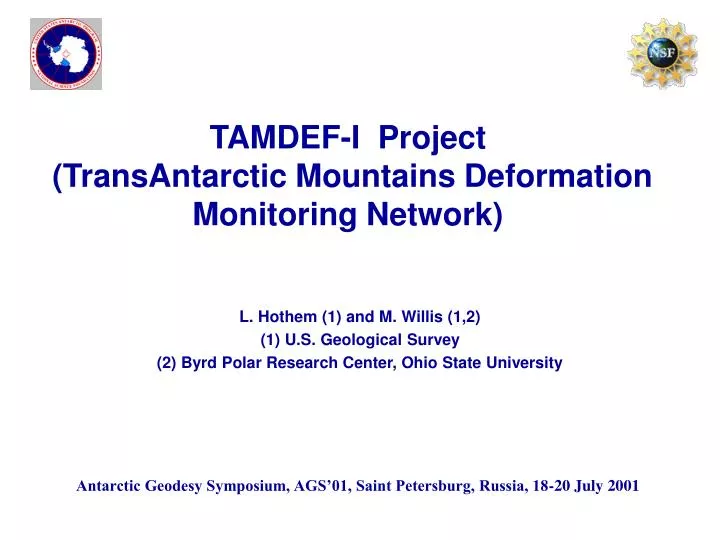 tamdef i project transantarctic mountains deformation monitoring network