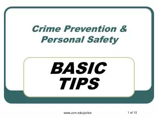 Crime Prevention &amp; Personal Safety