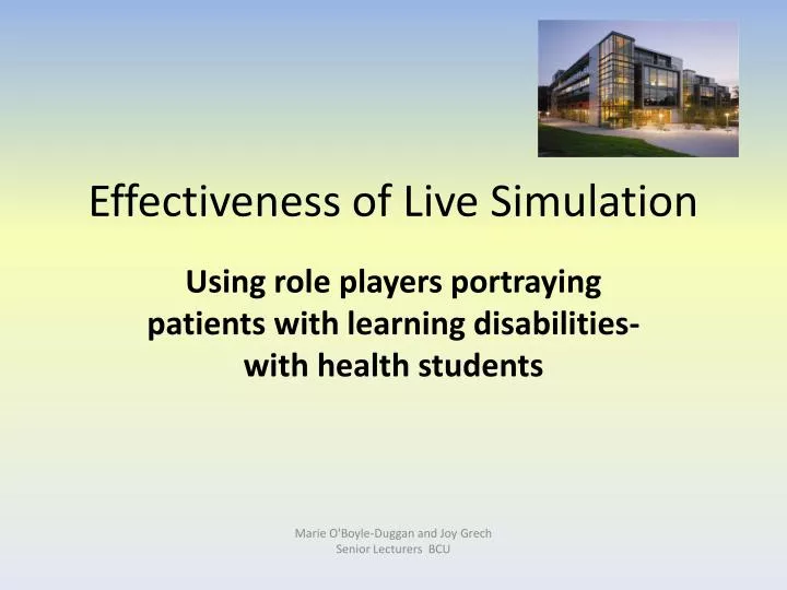 effectiveness of live simulation