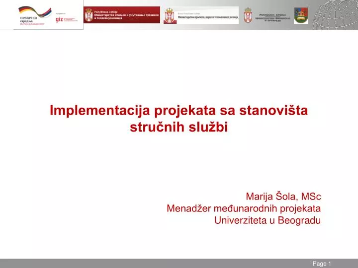 implementacija projekata sa stanovi ta stru nih slu bi