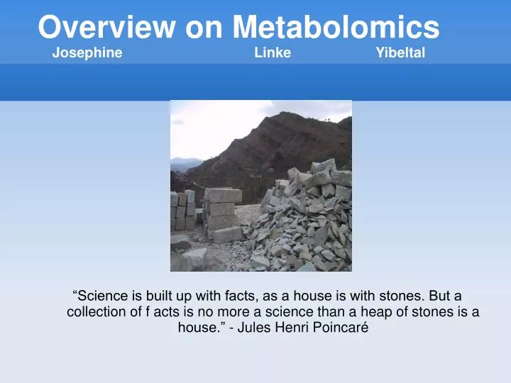 overview on metabolomics josephine linke yibeltal