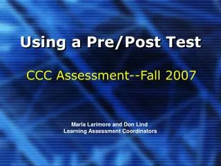 Using a Pre/Post Test
