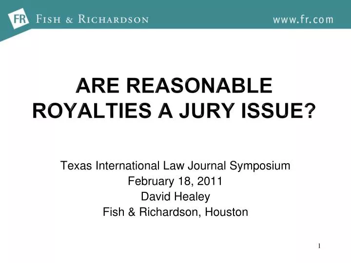 are reasonable royalties a jury issue