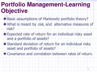 Portfolio Management-Learning Objective