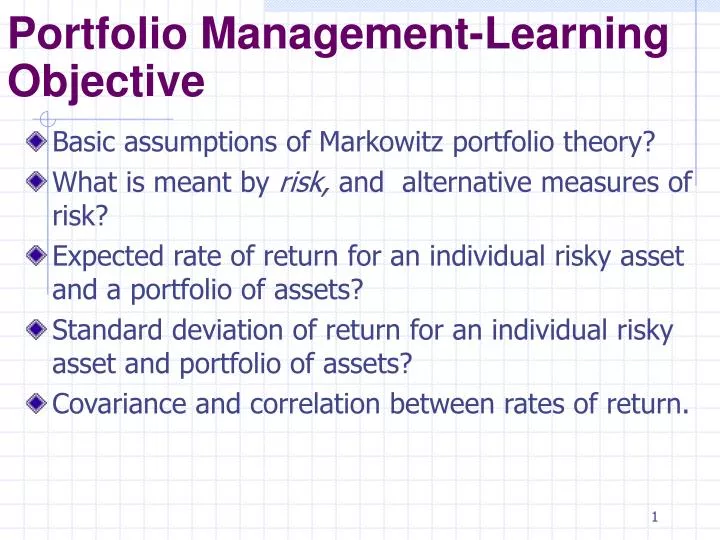 portfolio management learning objective