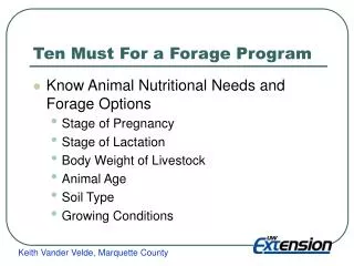 Ten Must For a Forage Program