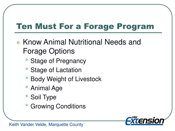 ten must for a forage program
