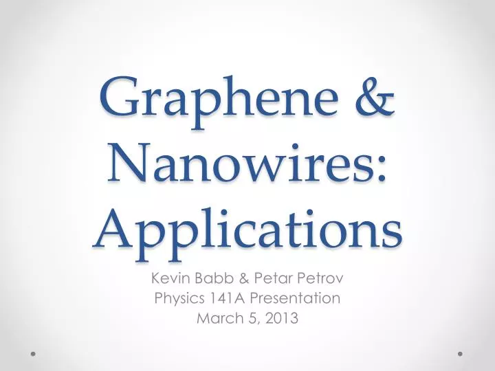 graphene nanowires applications