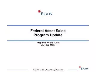 Federal Asset Sales Program Update