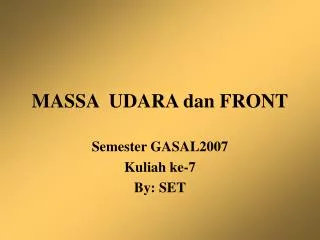 MASSA UDARA dan FRONT