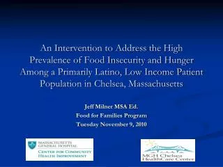 Jeff Milner MSA Ed. Food for Families Program Tuesday November 9, 2010