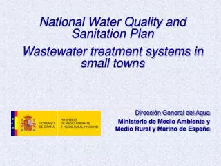National Water Quality and Sanitation Plan Wastewater treatment systems in small towns