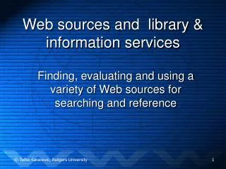 web sources and library information services