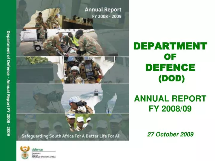 department of defence dod annual report fy 2008 09 27 october 2009