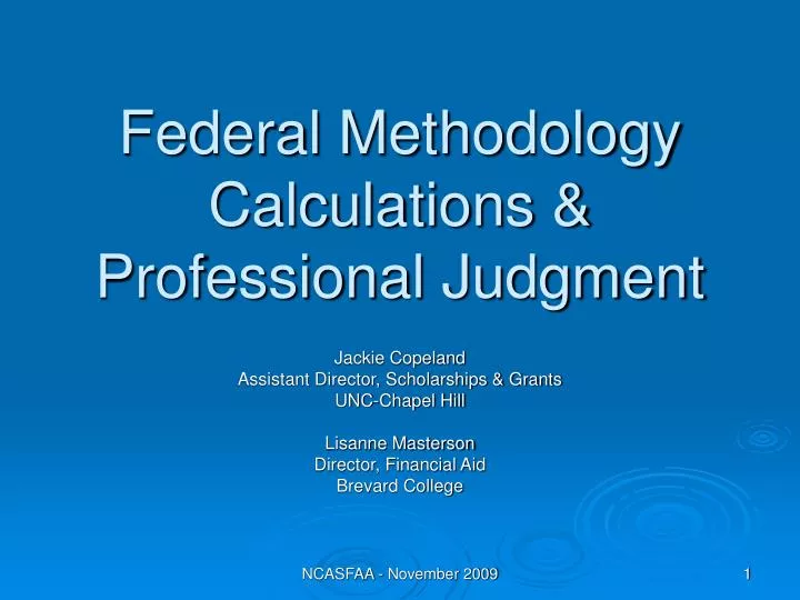 federal methodology calculations professional judgment