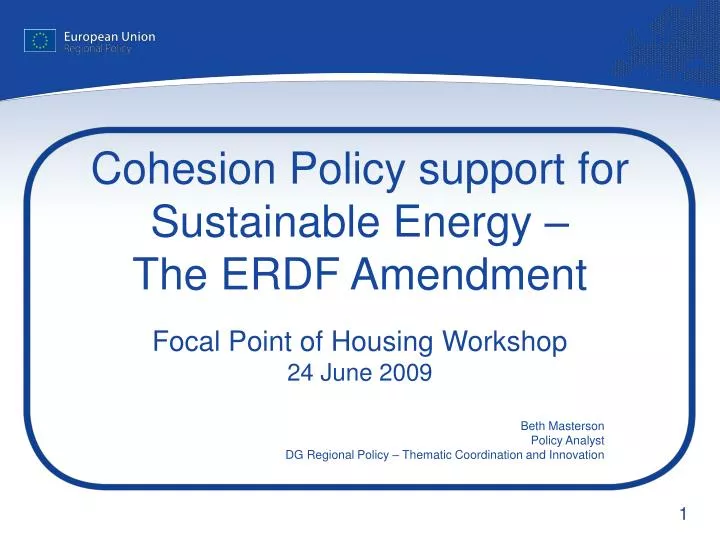 cohesion policy support for sustainable energy the erdf amendment