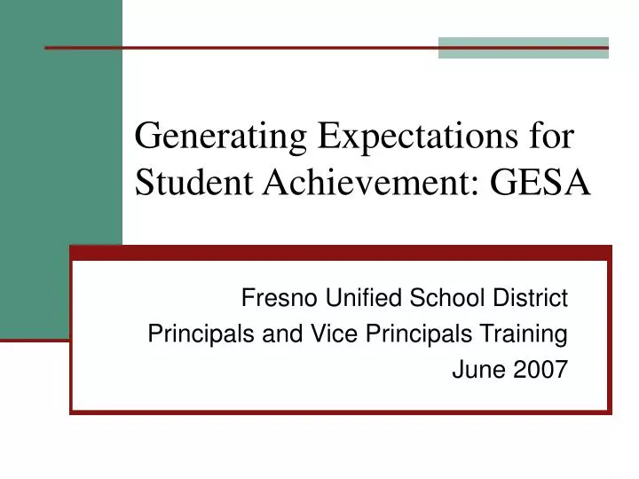 generating expectations for student achievement gesa