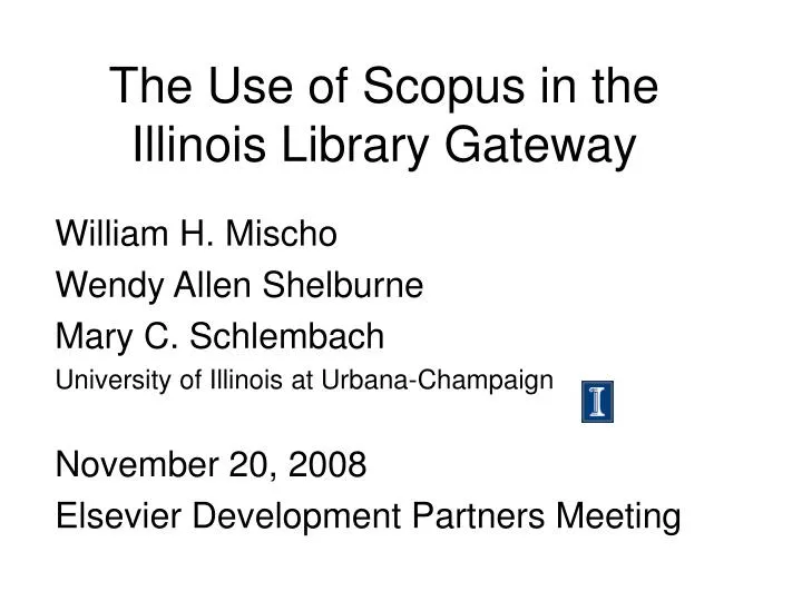 the use of scopus in the illinois library gateway