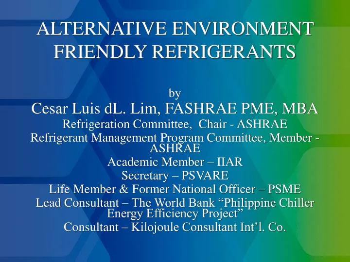 alternative environment friendly refrigerants