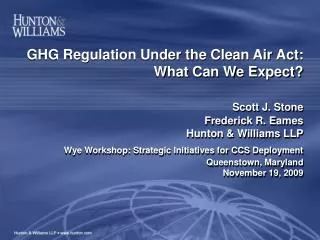 Regulation of GHGs Under the Clean Air Act Background