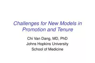Challenges for New Models in Promotion and Tenure