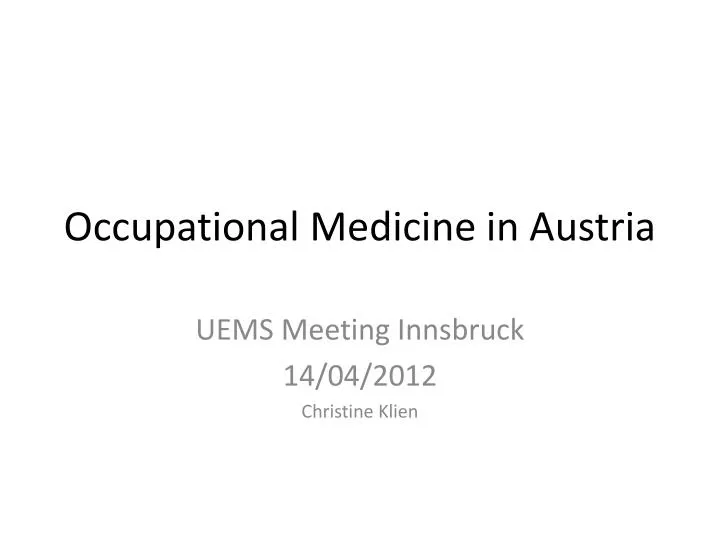 occupational medicine in austria