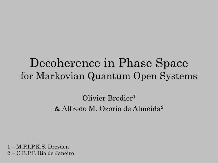 decoherence in phase space for markovian quantum open systems