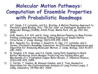 Molecular Motion Pathways: Computation of Ensemble Properties with Probabilistic Roadmaps