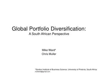 Global Portfolio Diversification: A South African Perspective
