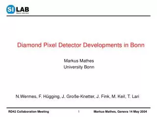 Diamond Pixel Detector Developments in Bonn