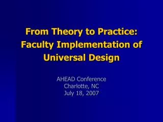 From Theory to Practice: Faculty Implementation of Universal Design