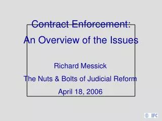 Contract Enforcement: An Overview of the Issues