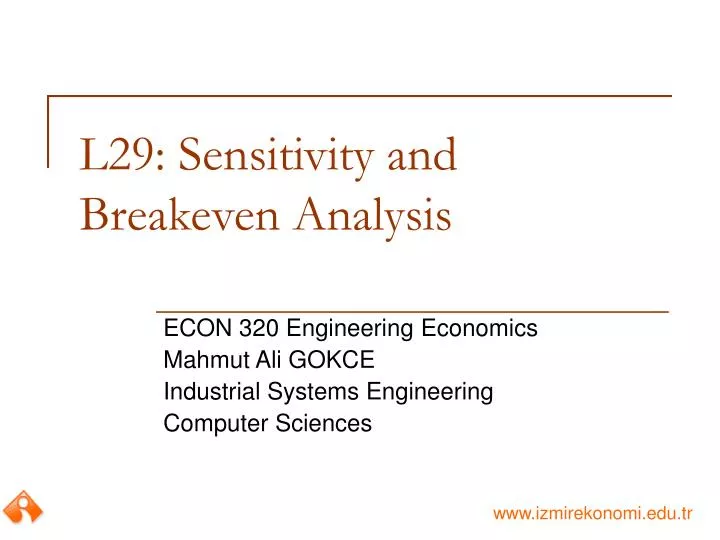 l29 sensitivity and breakeven analysis